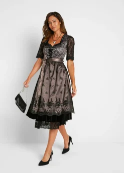 bonprix bonprix Traje tirolés y delantal (2 piezas) Negro estampado Online