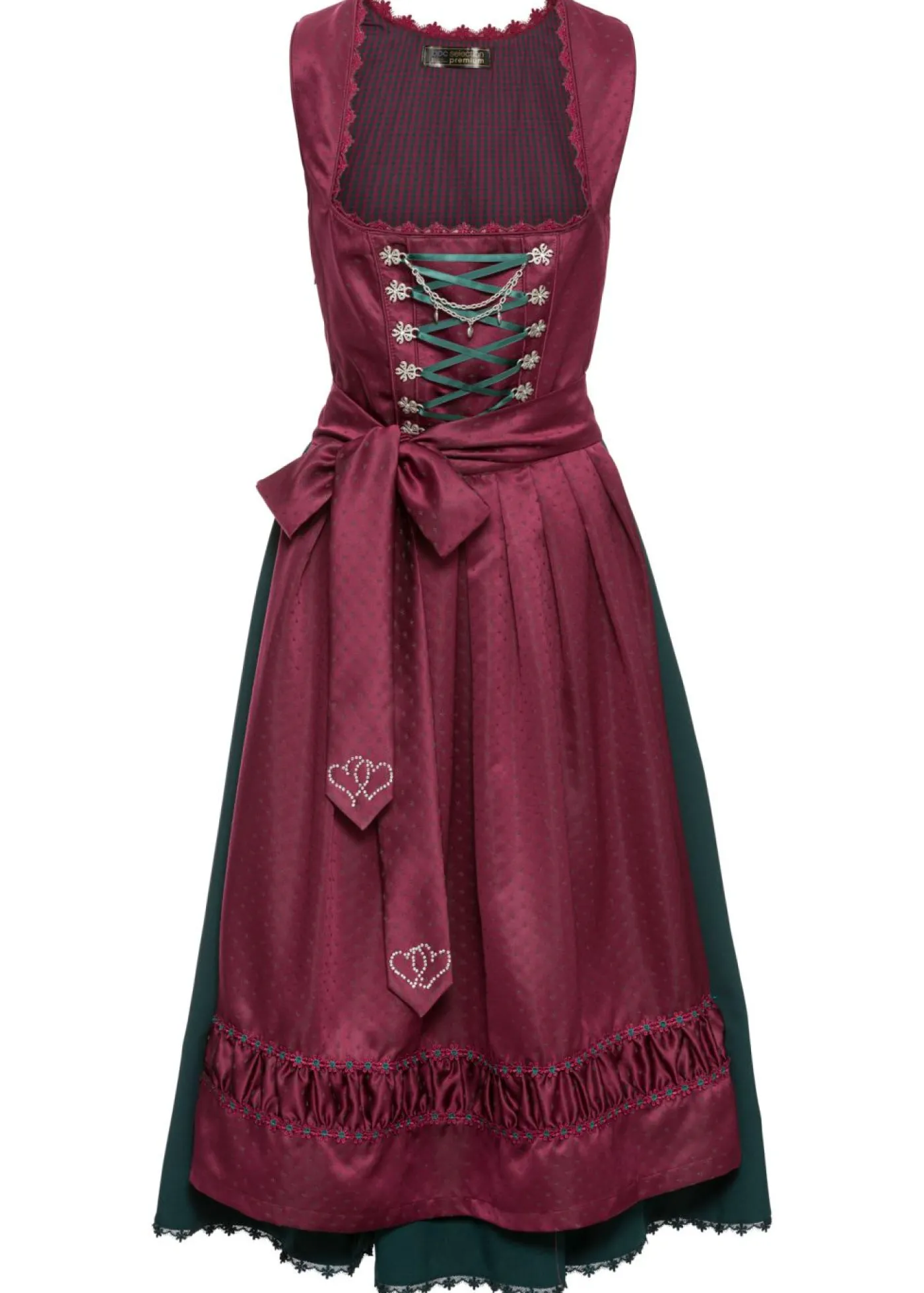bonprix bonprix Traje tirolés y delantal (2 piezas) Magenta/verde intenso/negro/violeta mate/blanco lana estampado New