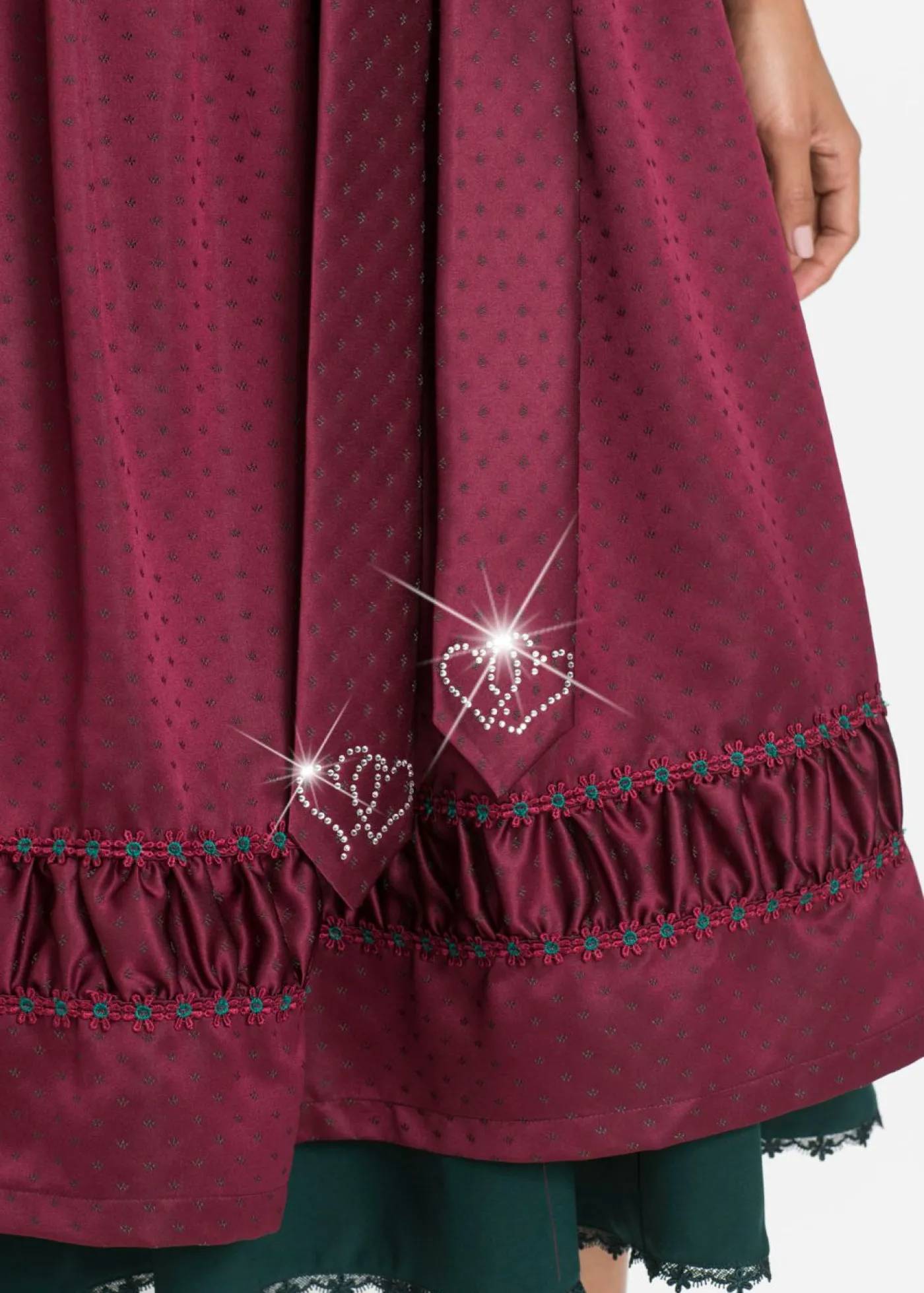 bonprix bonprix Traje tirolés y delantal (2 piezas) Magenta/verde intenso/negro/violeta mate/blanco lana estampado New