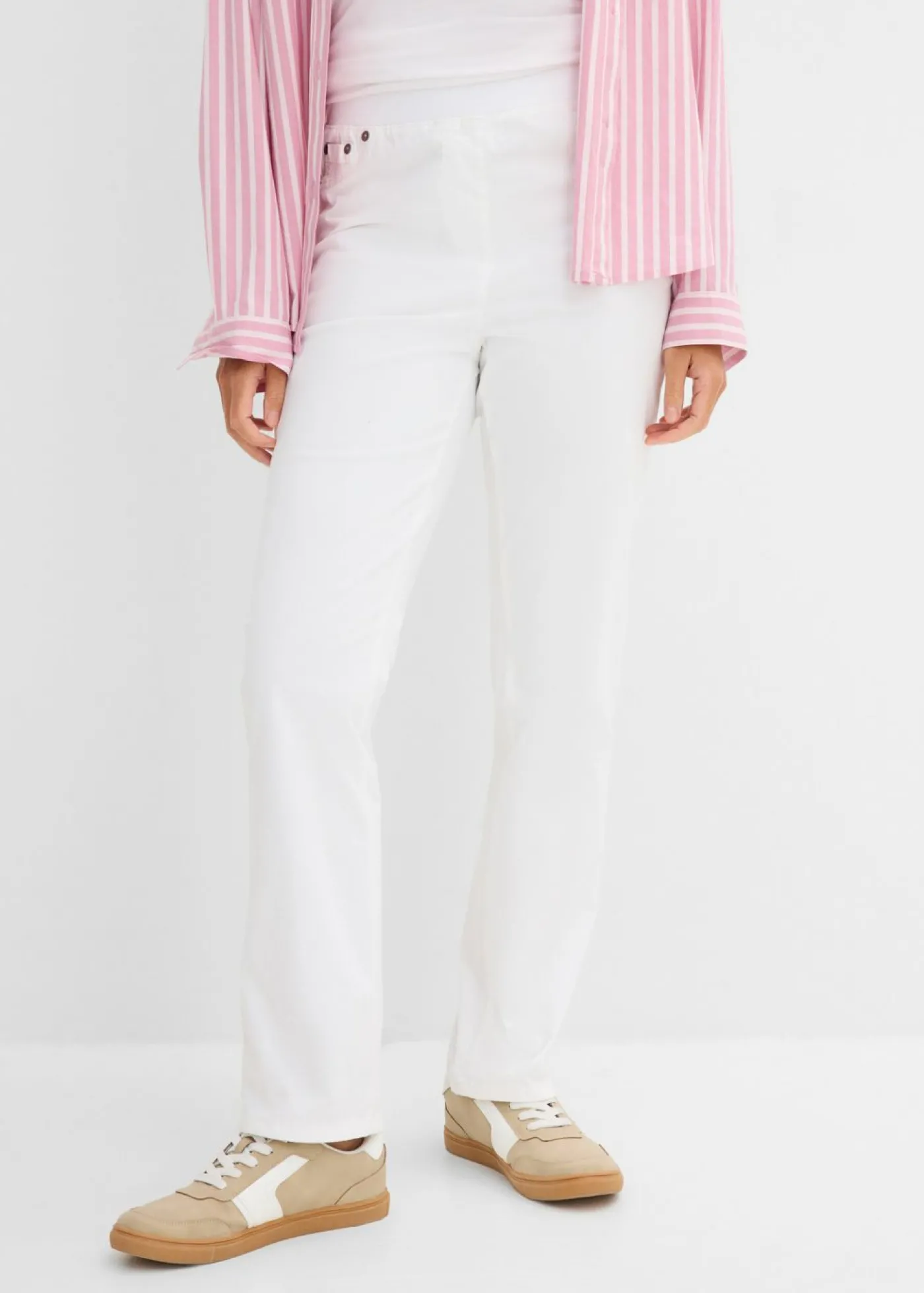 bonprix bonprix Treggings de sarga de mezcla de algodón elástica Blanco