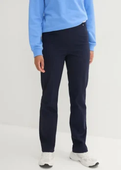 bonprix bonprix Treggings de sarga de mezcla de algodón elástica Azul marino Sale