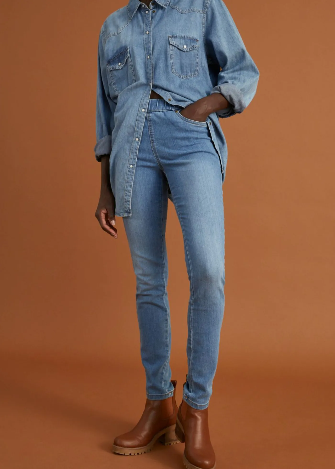 bonprix bonprix Treggings elásticos y cómodos azul medio denim usado Best