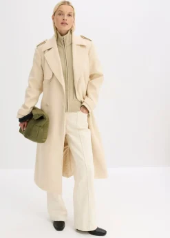 bonprix bonprix Trenca con aspecto de lana gris guijarro Outlet