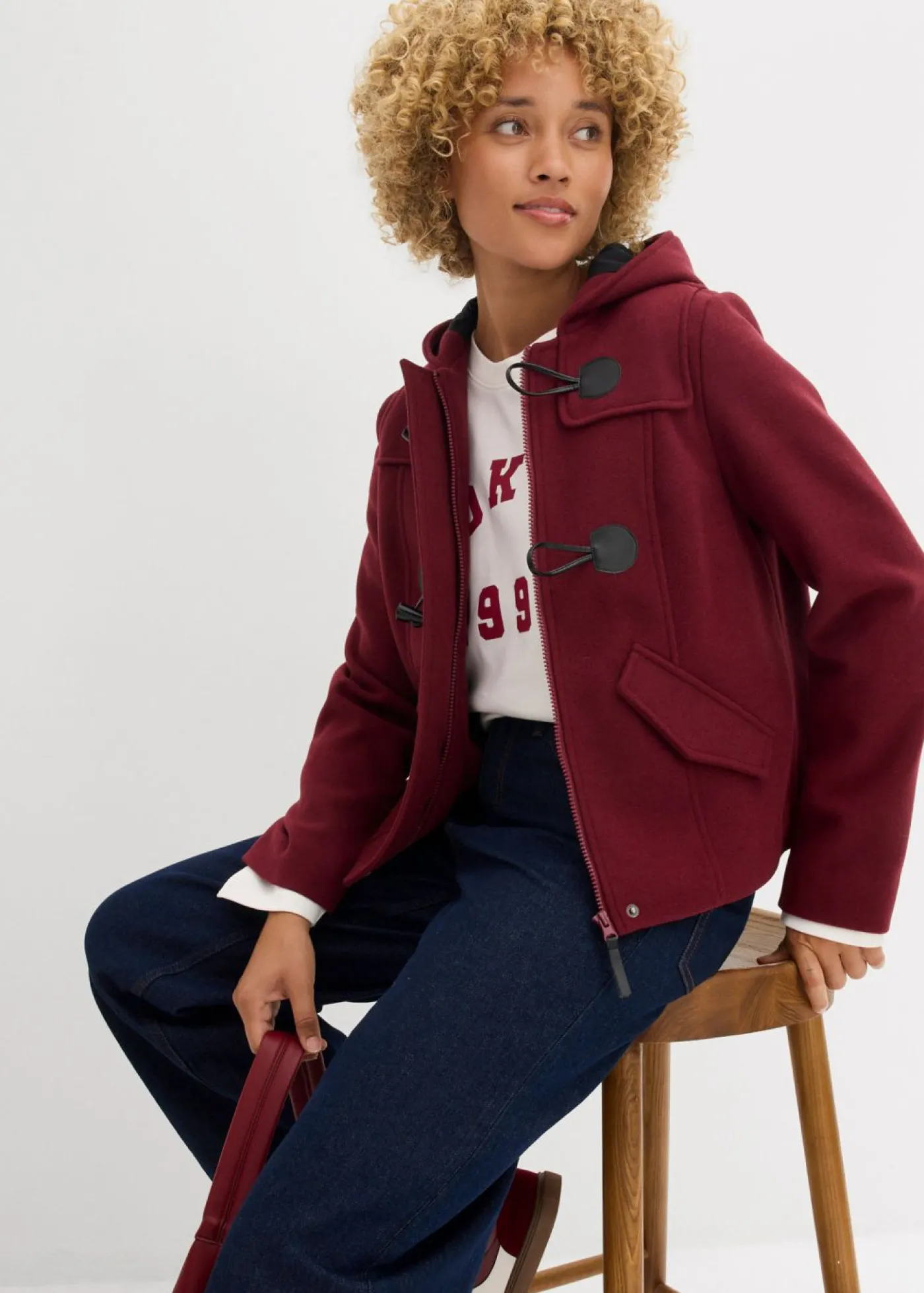 bonprix bonprix Trenca de imitación de lana mora oscuro