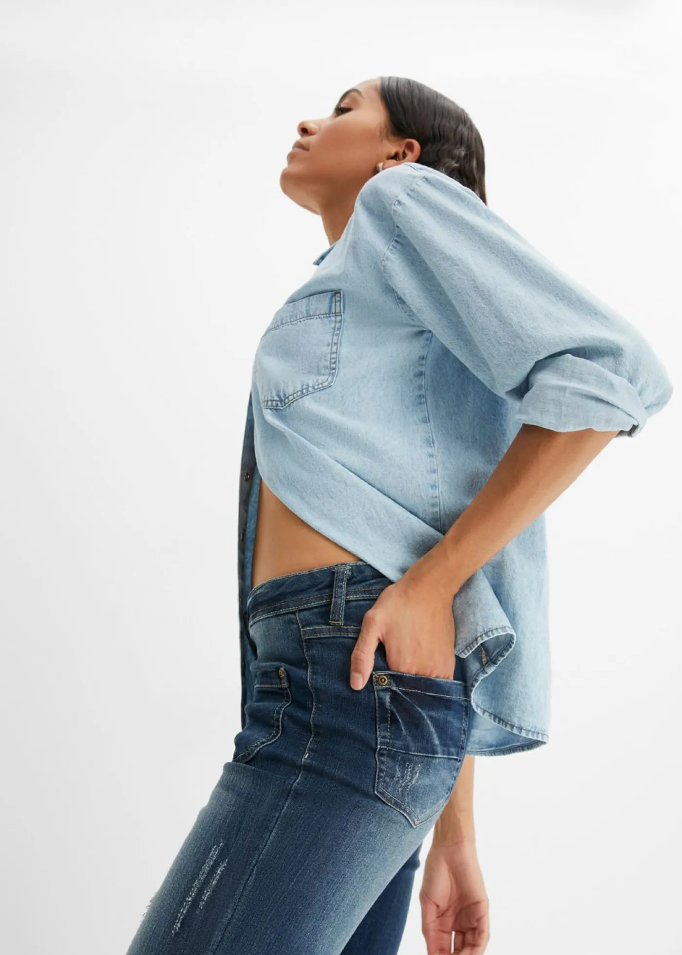bonprix bonprix Vaquero bootcut con efecto descolorido azul noche denim New