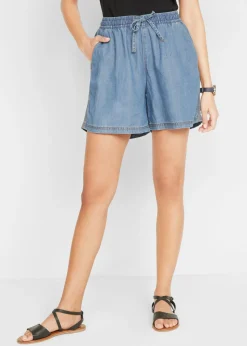 bonprix bonprix Vaquero corto ligero con lino azul claro denim New