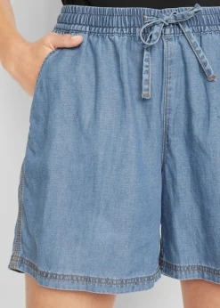 bonprix bonprix Vaquero corto ligero con lino azul claro denim New