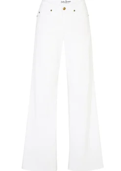 bonprix bonprix Vaquero de pernera ancha, mid waist, elástico Denim blanco Sale