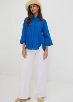 bonprix bonprix Vaquero de pernera ancha, mid waist, elástico Denim blanco Sale