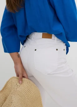 bonprix bonprix Vaquero de pernera ancha, mid waist, elástico Denim blanco Sale