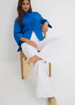 bonprix bonprix Vaquero de pernera ancha, mid waist, elástico Denim blanco Sale