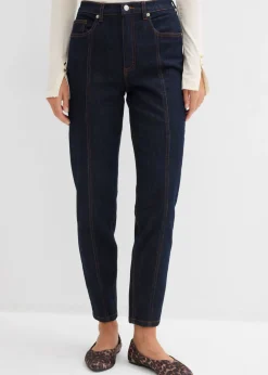 bonprix bonprix Vaquero mom, high waist, elásticos Azul oscuro denim