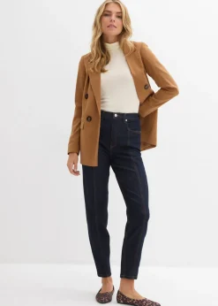 bonprix bonprix Vaquero mom, high waist, elásticos Azul oscuro denim