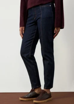 bonprix bonprix Vaquero mom, high waist, elásticos Azul oscuro denim