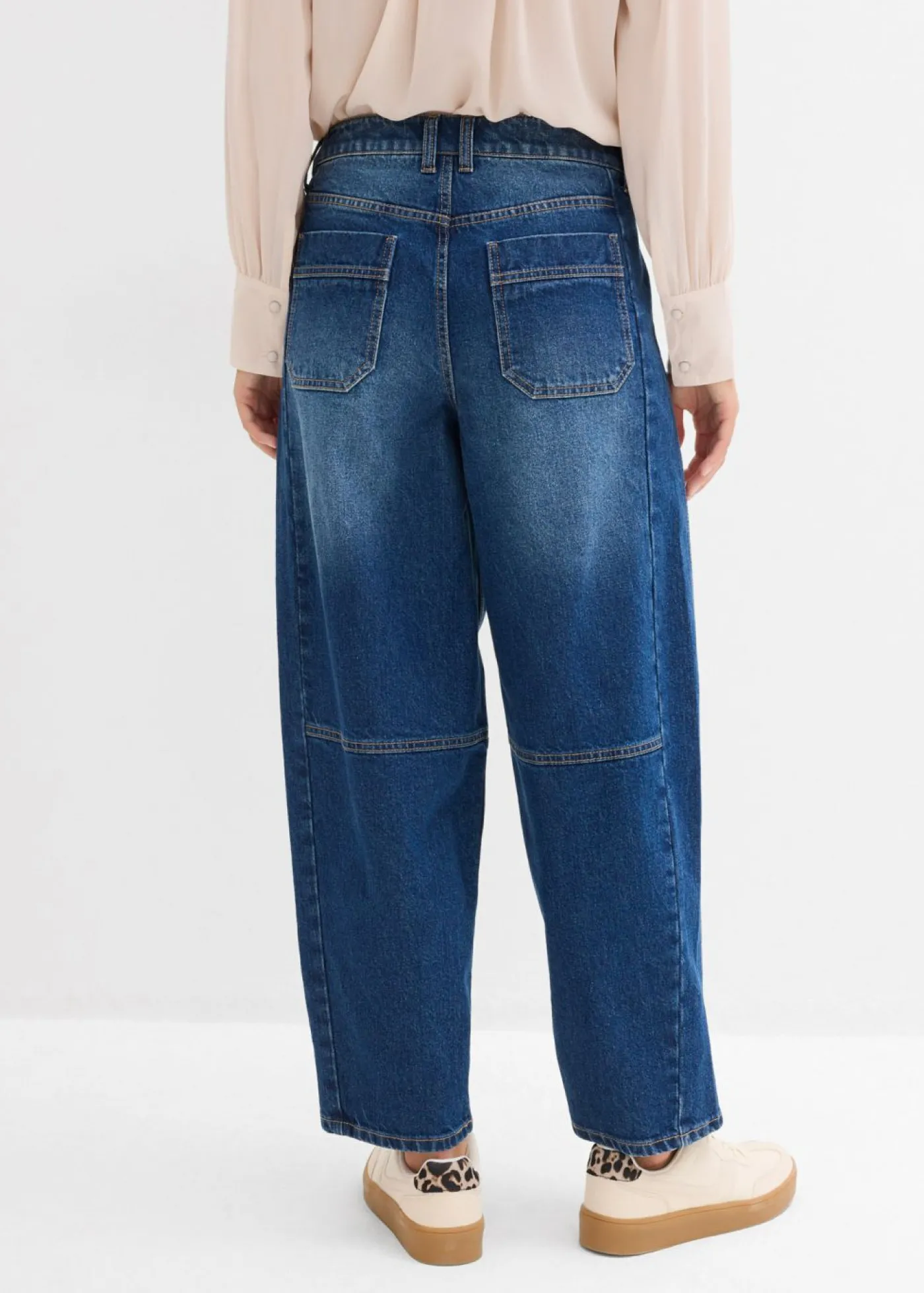 bonprix bonprix Vaqueros abullonados con talle medio azul oscuro denim usado New