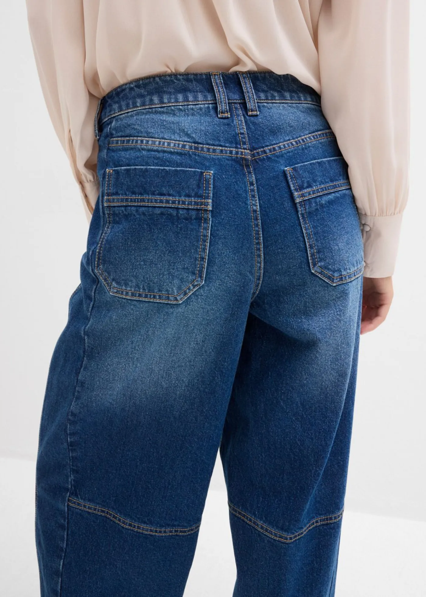 bonprix bonprix Vaqueros abullonados con talle medio azul oscuro denim usado New