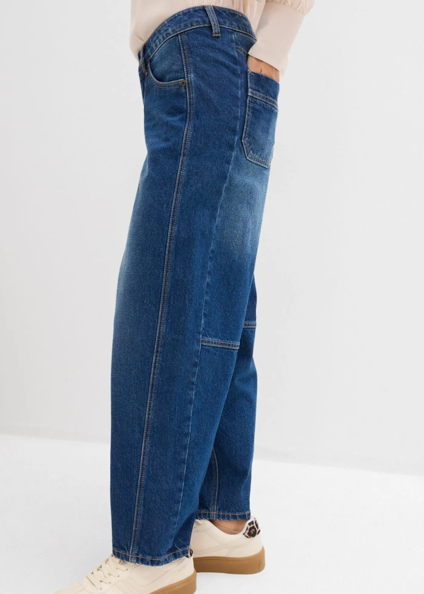 bonprix bonprix Vaqueros abullonados con talle medio azul oscuro denim usado New