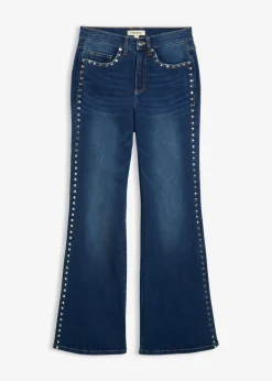 bonprix bonprix Vaqueros acampanados de talle alto con ribete de tachuelas Azul piedra usado Sale