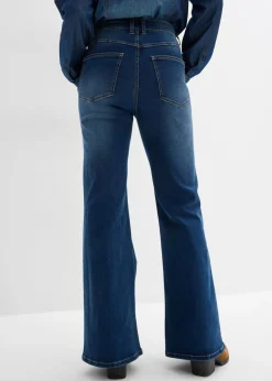 bonprix bonprix Vaqueros acampanados de talle alto con ribete de tachuelas Azul piedra usado Sale