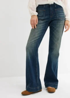 bonprix bonprix Vaqueros acampanados de talle medio Azul oscuro denim Hot