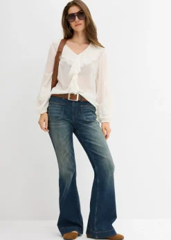 bonprix bonprix Vaqueros acampanados de talle medio Azul oscuro denim Hot