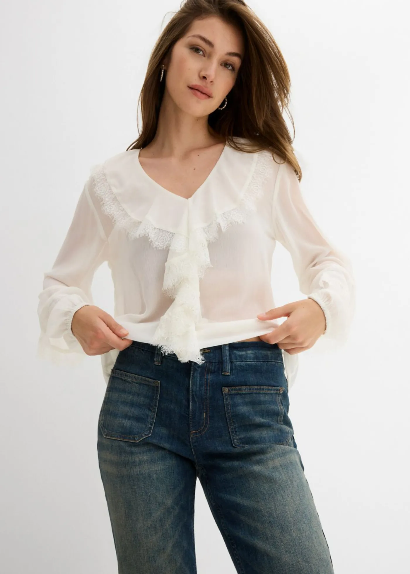 bonprix bonprix Vaqueros acampanados de talle medio Azul oscuro denim Hot