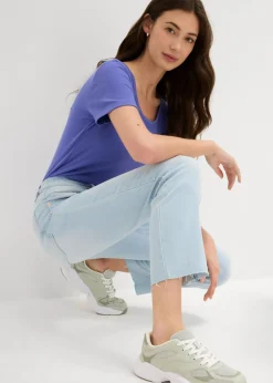 bonprix bonprix Vaqueros acampanados, high waist, cropped azul hielo denim usado Online