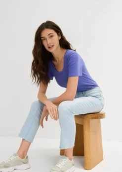 bonprix bonprix Vaqueros acampanados, high waist, cropped azul hielo denim usado Online