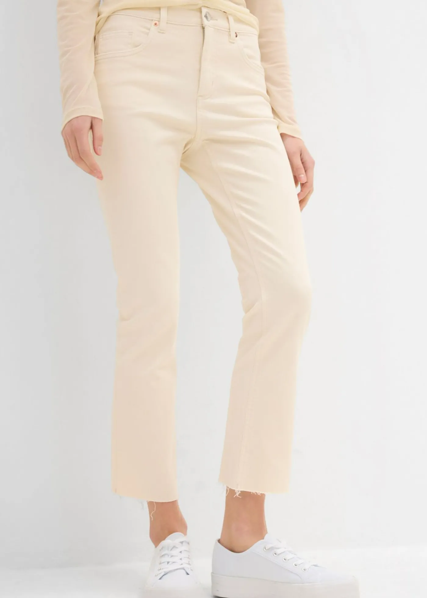 bonprix bonprix Vaqueros acampanados, high waist, cropped Beige natural Online
