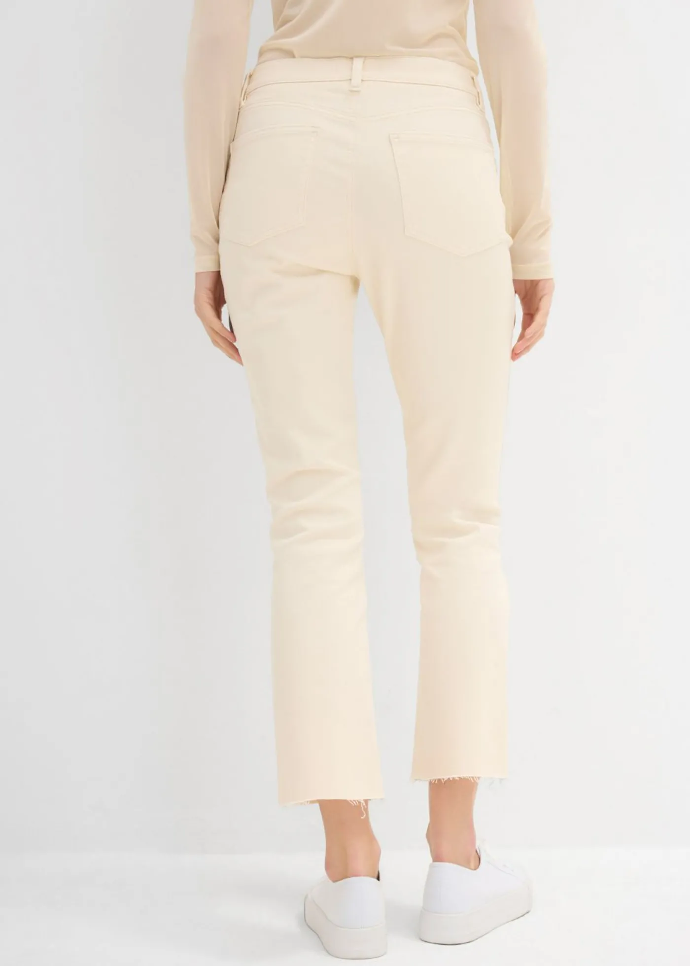 bonprix bonprix Vaqueros acampanados, high waist, cropped Beige natural Online