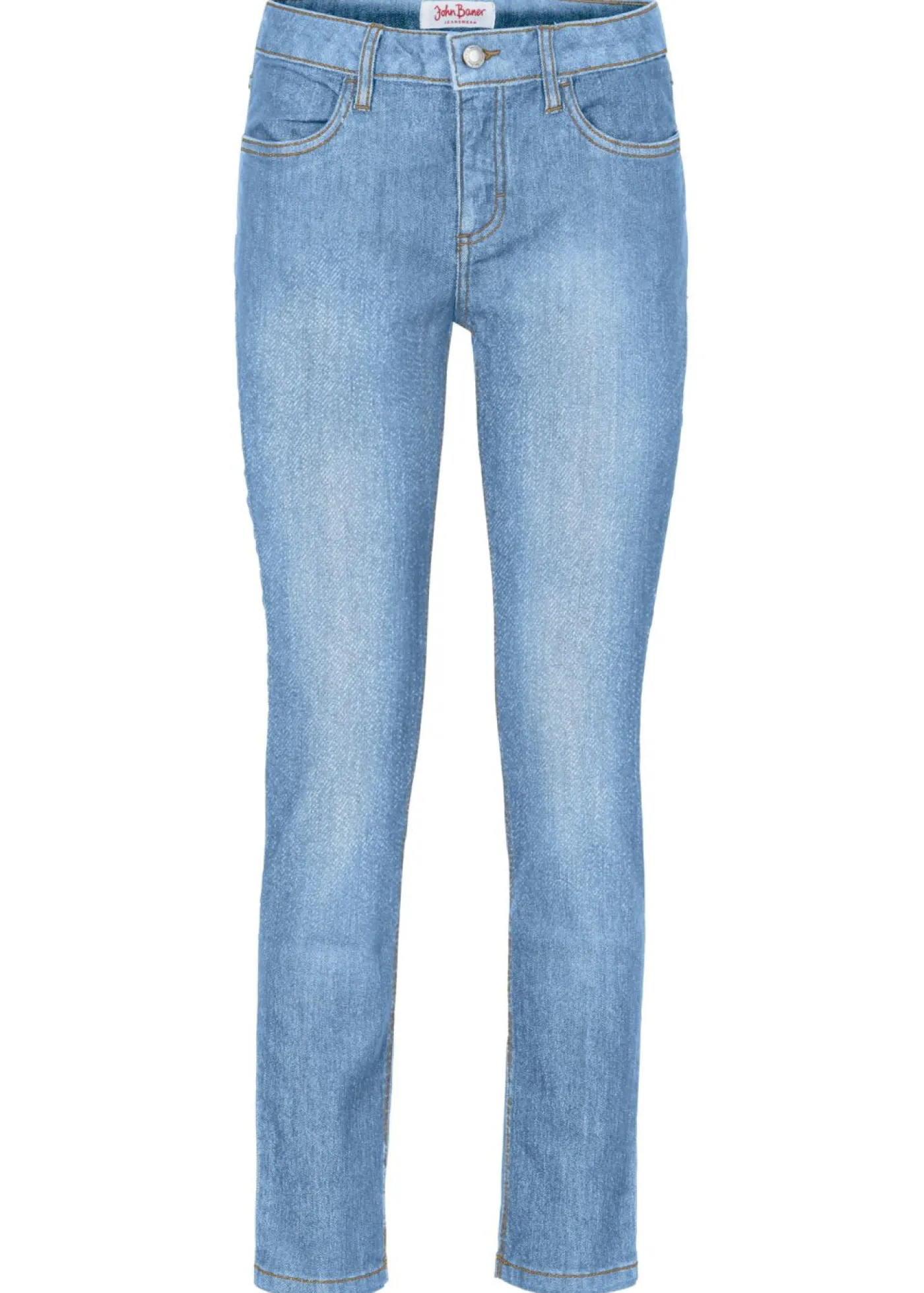 bonprix bonprix Vaqueros acortados de corte slim y media cintura Denim claro desgastado Sale