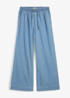 bonprix bonprix Vaqueros anchos de talle medio con cinturilla cómoda azul hielo denim usado Sale