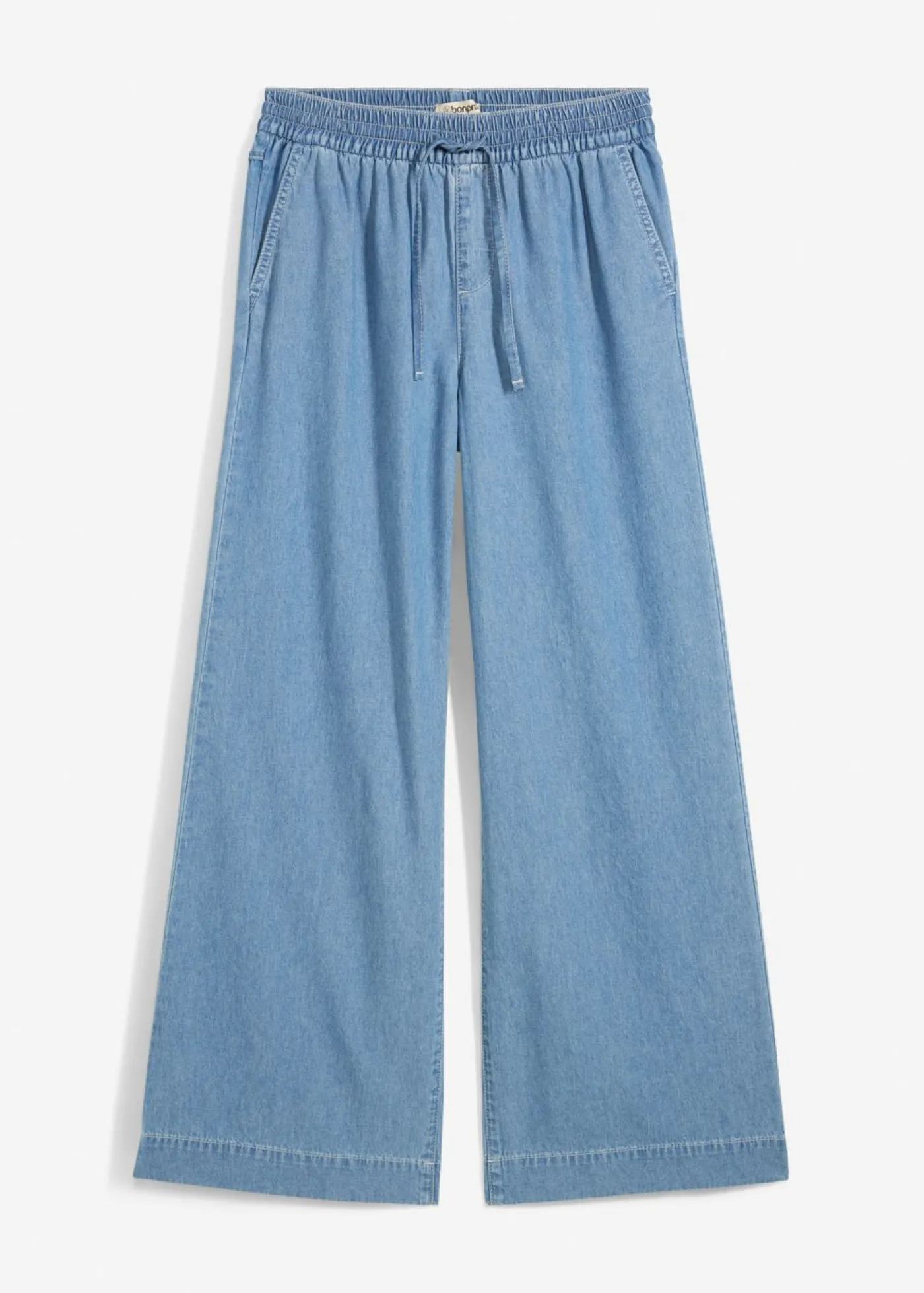 bonprix bonprix Vaqueros anchos de talle medio con cinturilla cómoda azul hielo denim usado Sale