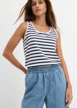 bonprix bonprix Vaqueros anchos de talle medio con cinturilla cómoda azul hielo denim usado Sale