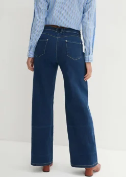 bonprix bonprix Vaqueros anchos de talle medio con cinturilla cómoda Denim
