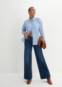 bonprix bonprix Vaqueros anchos de talle medio con cinturilla cómoda Denim