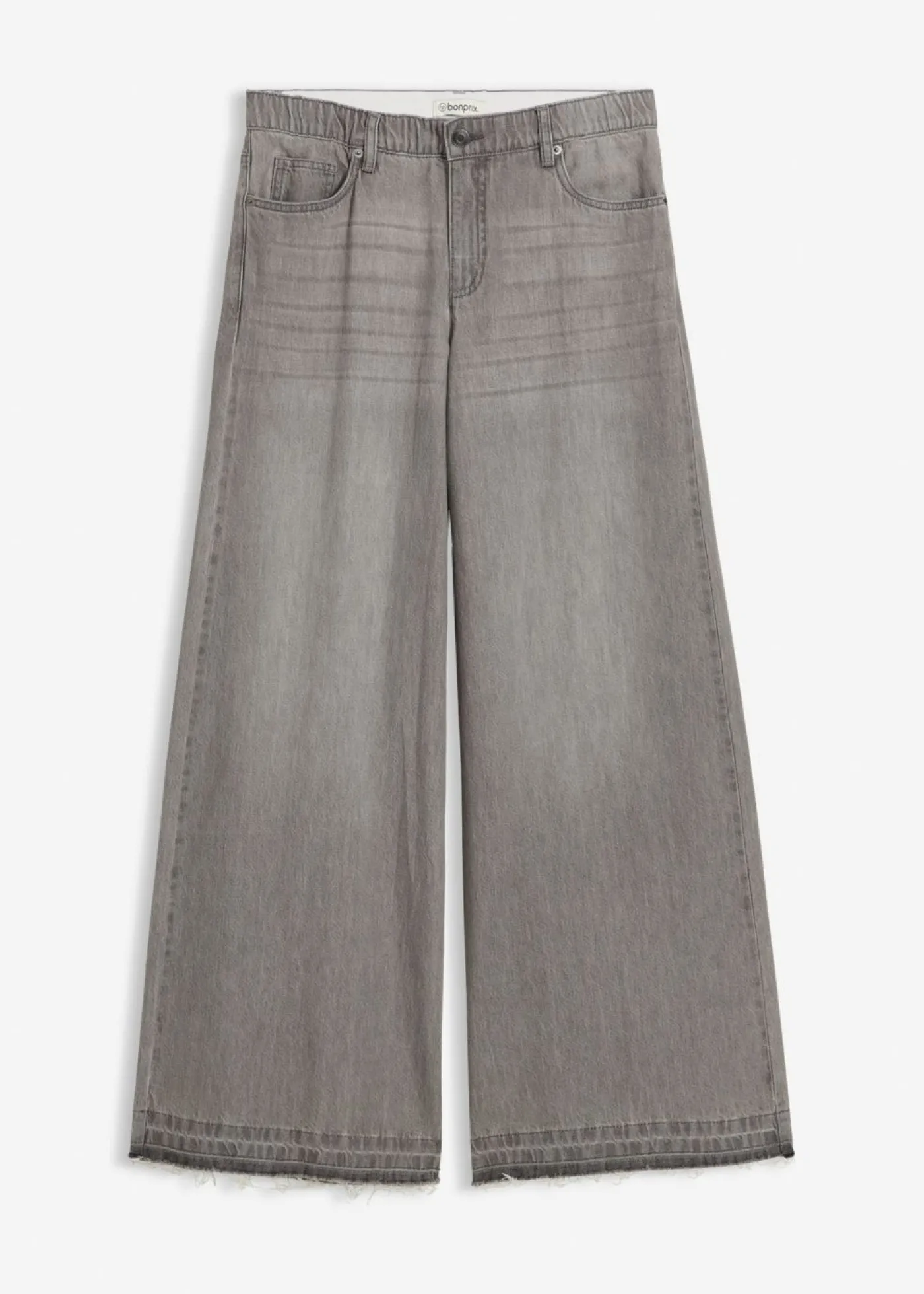 bonprix bonprix Vaqueros anchos de talle medio con cinturilla cómoda denim gris claro usado Sale