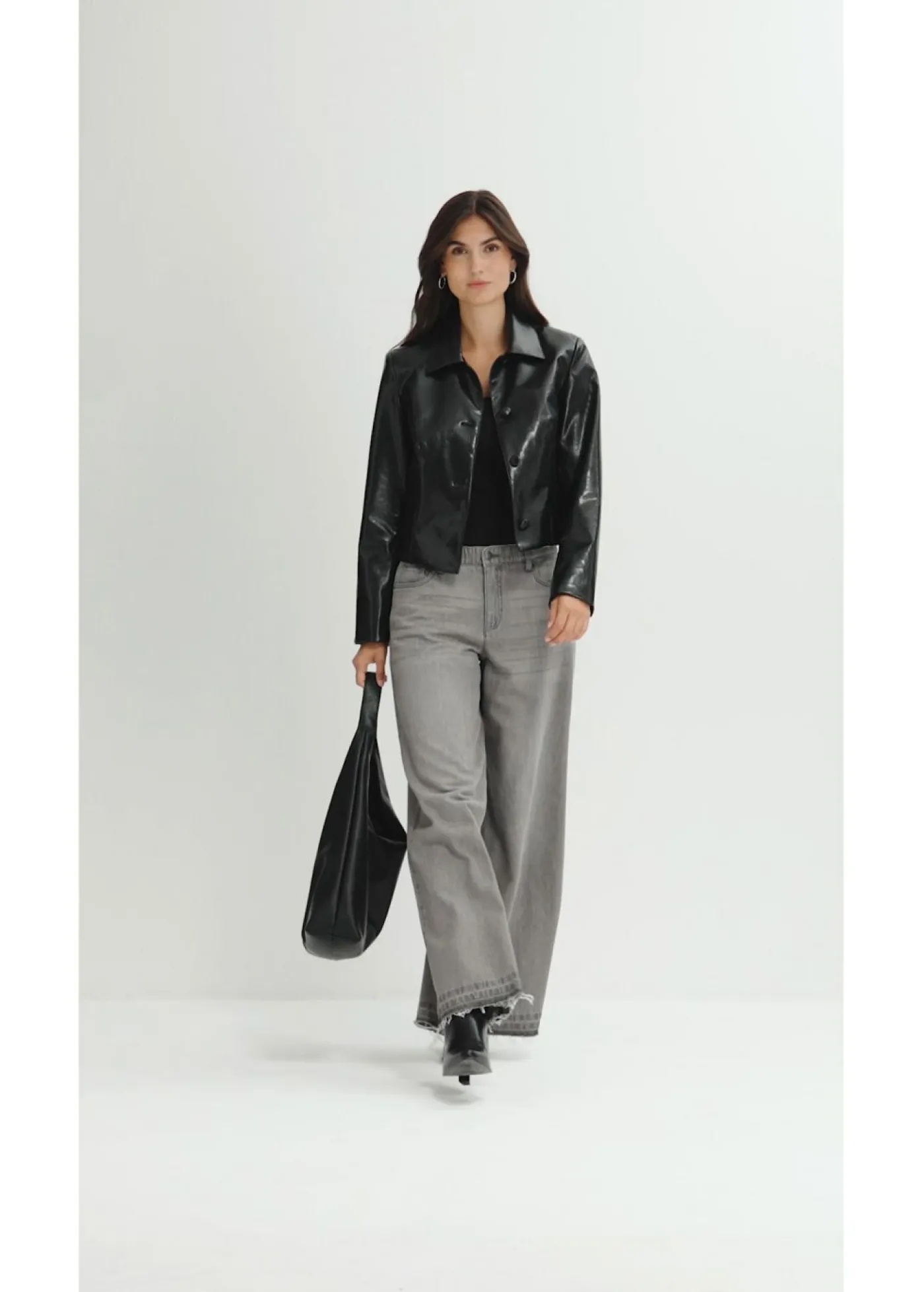 bonprix bonprix Vaqueros anchos de talle medio con cinturilla cómoda denim gris claro usado Sale