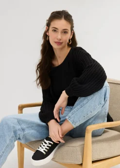 bonprix bonprix Vaqueros barrel, mid waist, low stretch, cropped Denim hielo desgastado Hot