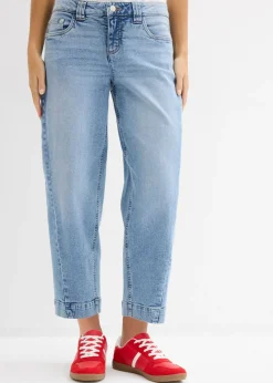 bonprix bonprix Vaqueros barrel, mid waist, cropped Azul piedra usado Clearance
