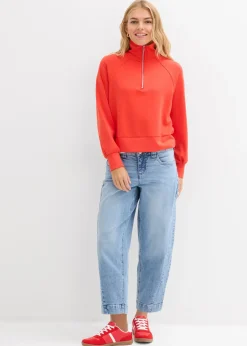 bonprix bonprix Vaqueros barrel, mid waist, cropped Azul piedra usado Clearance