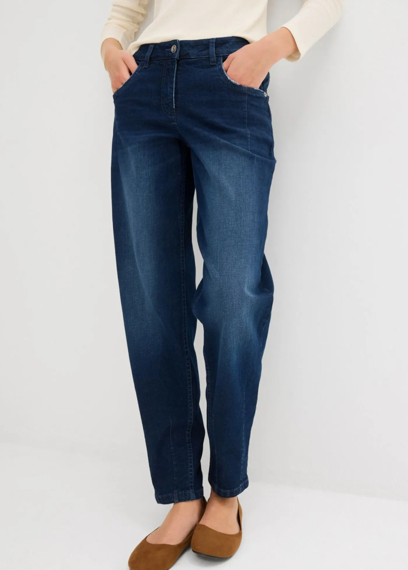 bonprix bonprix Vaqueros barrel, mid waist Azul piedra usado Clearance