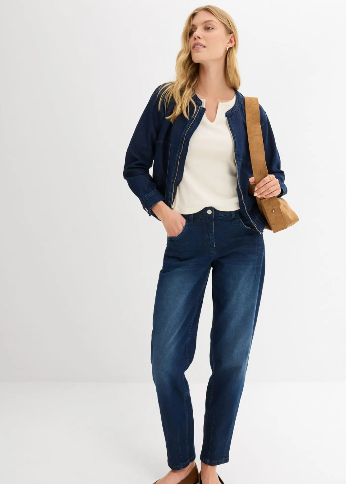 bonprix bonprix Vaqueros barrel, mid waist Azul piedra usado Clearance