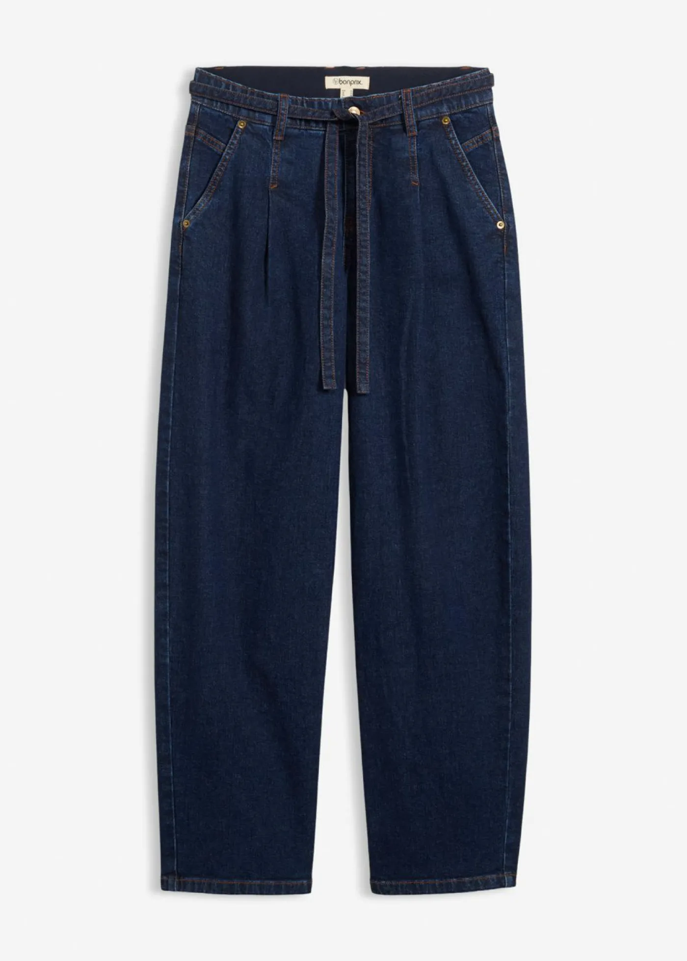 bonprix bonprix Vaqueros barrel, mid waist Azul oscuro denim Online
