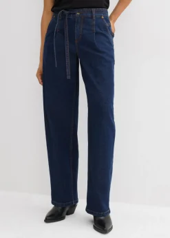 bonprix bonprix Vaqueros barrel, mid waist Azul oscuro denim Online