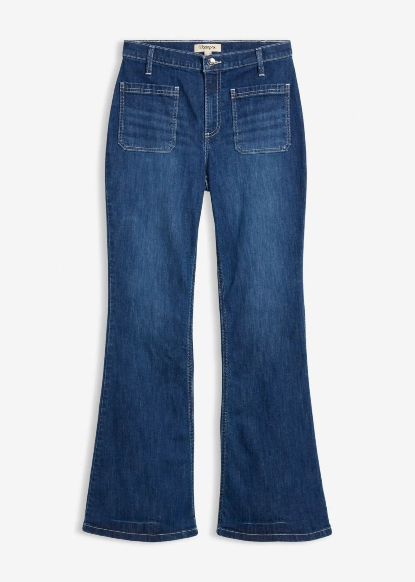 bonprix bonprix Vaqueros bootcut, high waist, largo completo y elásticos Azul piedra usado Sale