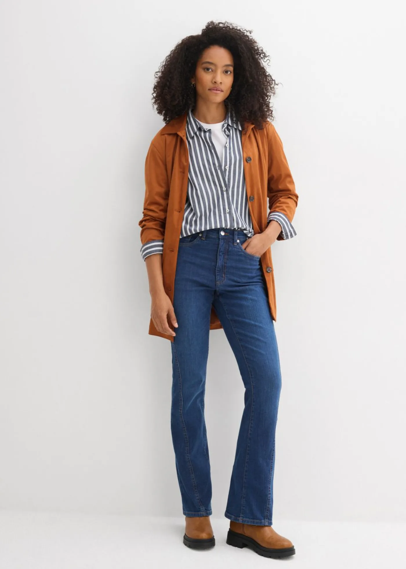 bonprix bonprix Vaqueros bootcut, high waist azul oscuro denim usado