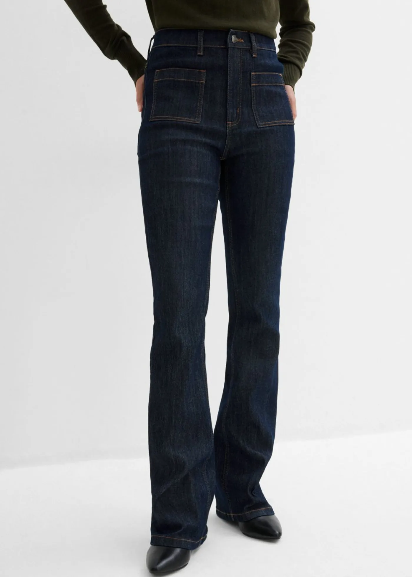 bonprix bonprix Vaqueros bootcut, high waist, cintura cómoda Azul oscuro denim Sale