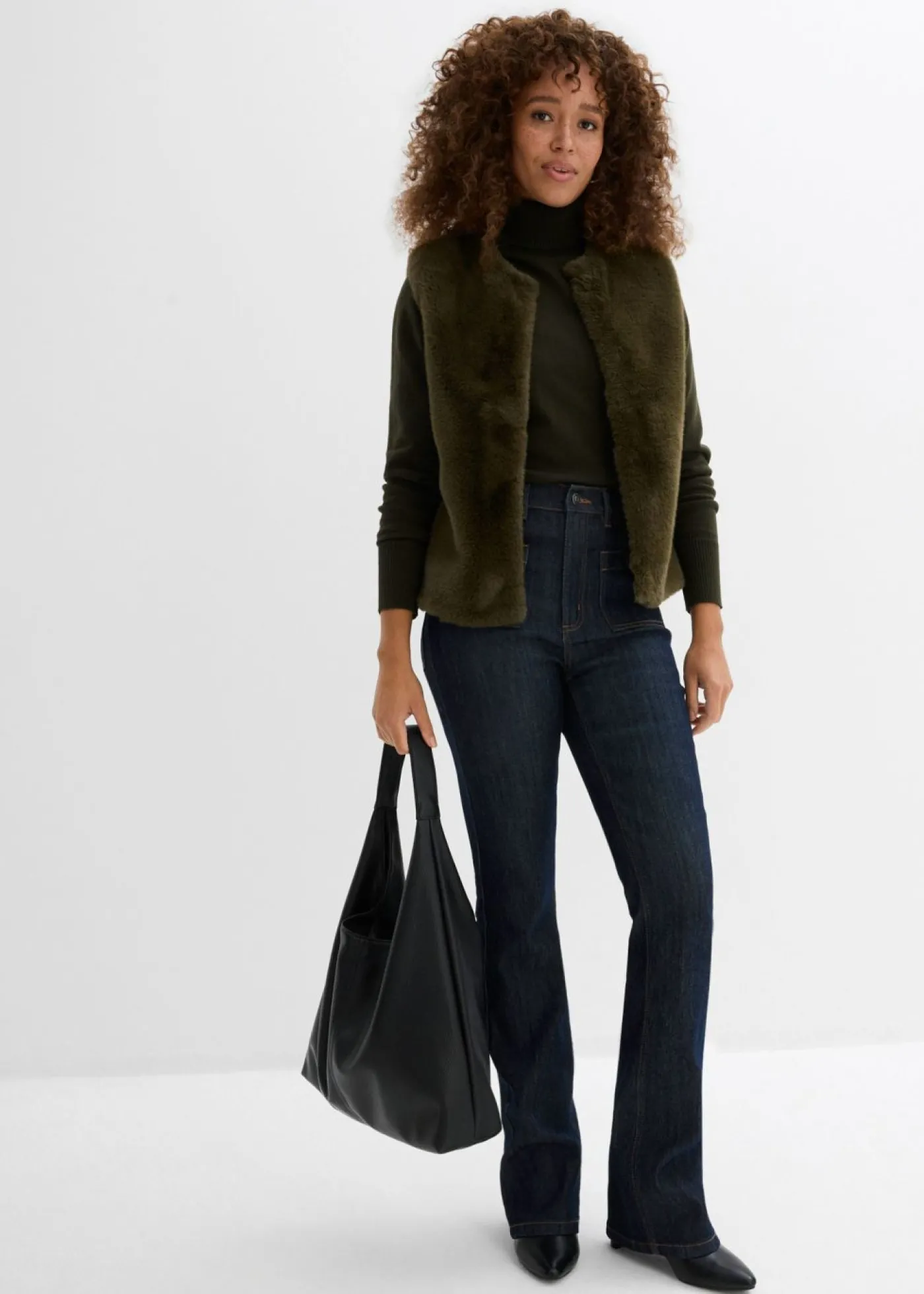 bonprix bonprix Vaqueros bootcut, high waist, cintura cómoda Azul oscuro denim Sale