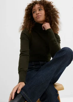 bonprix bonprix Vaqueros bootcut, high waist, cintura cómoda Azul oscuro denim Sale
